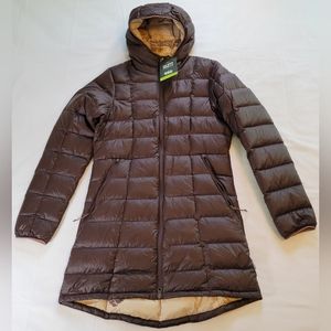 REI Womens Small 650 Down Parka 2.0 Puffer Jacket Chocolate Plum Water Resistant